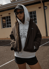 AFENDS Womens Berlin - Reversible  Polar Fleece Jacket - Coffee - Afends womens berlin   reversible polar fleece jacket   coffee