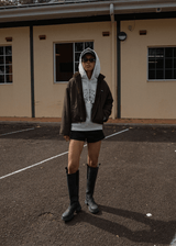 AFENDS Womens Berlin - Reversible  Polar Fleece Jacket - Coffee - Afends womens berlin   reversible polar fleece jacket   coffee