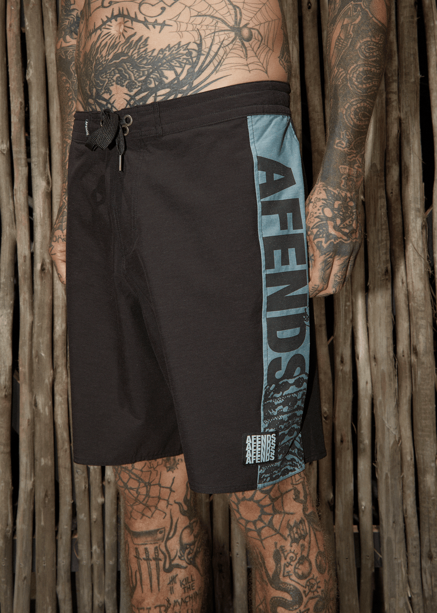 AFENDS Mens Tread - Surf Related Boardshort 20" - Black