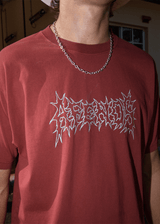 AFENDS Mens Mental - Boxy Tee - Washed Burgundy - Afends mens mental   boxy tee   washed burgundy