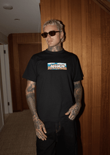 AFENDS Mens Wall Flower - Boxy Tee - Black - Afends mens wall flower   boxy tee   black