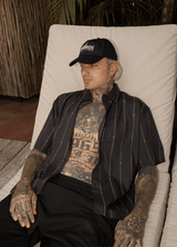 AFENDS Mens A Stripe - Short Sleeve Shirt - Black - Afends mens a stripe   short sleeve shirt   black