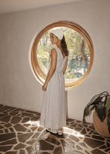 AFENDS Womens Drew - Seersucker Maxi Dress - Taupe Check - Afends womens drew   seersucker maxi dress   taupe check