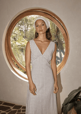 AFENDS Womens Drew - Seersucker Maxi Dress - Taupe Check - Afends womens drew   seersucker maxi dress   taupe check