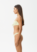 AFENDS Womens Darcy - Check Bikini Bottom - Lemongrass Check - Afends womens darcy   check bikini bottom   lemongrass check 