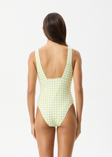 AFENDS Womens Darcy - Check One Piece - Lemongrass Check - Afends womens darcy   check one piece   lemongrass check 
