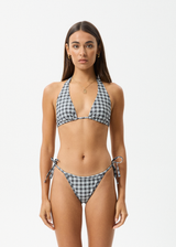 AFENDS Womens Asher - Check Bikini Bottom - Black Check - Afends womens asher   check bikini bottom   black check 