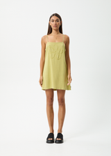 AFENDS Womens Amaya - Mini Dress - Lemongrass - Afends womens amaya   mini dress   lemongrass 