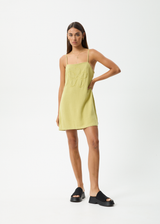 AFENDS Womens Amaya - Mini Dress - Lemongrass - Afends womens amaya   mini dress   lemongrass 