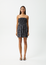 AFENDS Womens Paisley - Strapless Mini Dress - Black - Afends womens paisley   strapless mini dress   black 