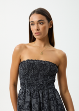 AFENDS Womens Paisley - Strapless Mini Dress - Black - Afends womens paisley   strapless mini dress   black 