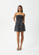 AFENDS Womens Paisley - Strapless Mini Dress - Black - Afends womens paisley   strapless mini dress   black 
