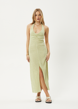 AFENDS Womens Darcy - Check Maxi Dress - Lemongrass Check - Afends womens darcy   check maxi dress   lemongrass check 