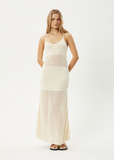 AFENDS Womens Claudia - Knit Maxi Dress - White / Sand - Afends womens claudia   knit maxi dress   white / sand 