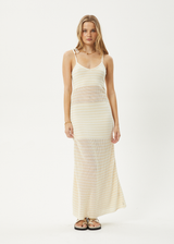AFENDS Womens Claudia - Knit Maxi Dress - White / Sand - Afends womens claudia   knit maxi dress   white / sand 