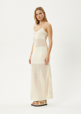 AFENDS Womens Claudia - Knit Maxi Dress - White / Sand - Afends womens claudia   knit maxi dress   white / sand 