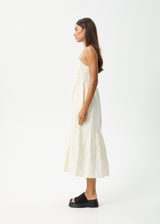 AFENDS Womens Splice - Maxi Dress - White / Lemongrass - Afends womens splice   maxi dress   white / lemongrass 