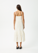 AFENDS Womens Splice - Maxi Dress - White / Lemongrass - Afends womens splice   maxi dress   white / lemongrass 