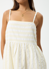 AFENDS Womens Splice - Maxi Dress - White / Lemongrass - Afends womens splice   maxi dress   white / lemongrass 