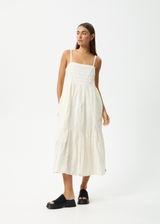 AFENDS Womens Splice - Maxi Dress - White / Lemongrass - Afends womens splice   maxi dress   white / lemongrass 