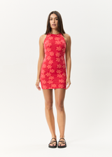 AFENDS Womens Valerie - Mini Dress - Tomato - Afends womens valerie   mini dress   tomato