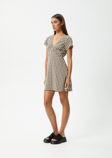 AFENDS Womens Gambet Check - Tea Dress - Black / Sand - Afends womens gambet check   tea dress   black / sand 