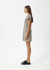 AFENDS Womens Gambet Check - Tea Dress - Black / Sand - Afends womens gambet check   tea dress   black / sand 