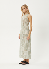 AFENDS Womens Glasshouse - Sheer Maxi Dress - Sand Checker - Afends womens glasshouse   sheer maxi dress   sand checker 