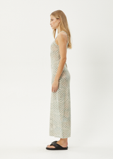 AFENDS Womens Glasshouse - Sheer Maxi Dress - Sand Checker - Afends womens glasshouse   sheer maxi dress   sand checker 