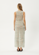 AFENDS Womens Glasshouse - Sheer Maxi Dress - Sand Checker - Afends womens glasshouse   sheer maxi dress   sand checker 