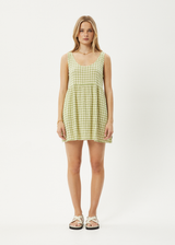 AFENDS Womens Darcy Jesse - Seersucker Mini Dress - Lemongrass Check - Afends womens darcy jesse   seersucker mini dress   lemongrass check 