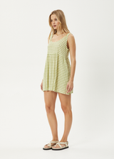 AFENDS Womens Darcy Jesse - Seersucker Mini Dress - Lemongrass Check - Afends womens darcy jesse   seersucker mini dress   lemongrass check 
