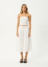 AFENDS Womens Marlow - Midi Skirt - White - Afends womens marlow   midi skirt   white