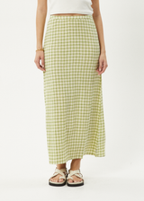 AFENDS Womens Darcy - Check Maxi Skirt - Lemongrass Check - Afends womens darcy   check maxi skirt   lemongrass check 