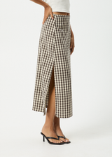 AFENDS Womens Gambet Check - Midi Skirt - Black / Sand - Afends womens gambet check   midi skirt   black / sand 