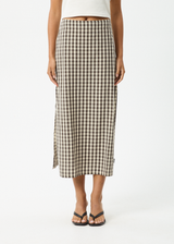 AFENDS Womens Gambet Check - Midi Skirt - Black / Sand - Afends womens gambet check   midi skirt   black / sand 