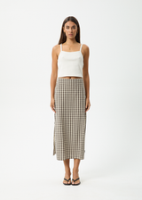 AFENDS Womens Gambet Check - Midi Skirt - Black / Sand - Afends womens gambet check   midi skirt   black / sand 