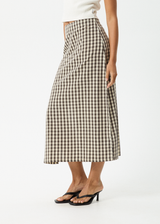 AFENDS Womens Gambet Check - Midi Skirt - Black / Sand - Afends womens gambet check   midi skirt   black / sand 