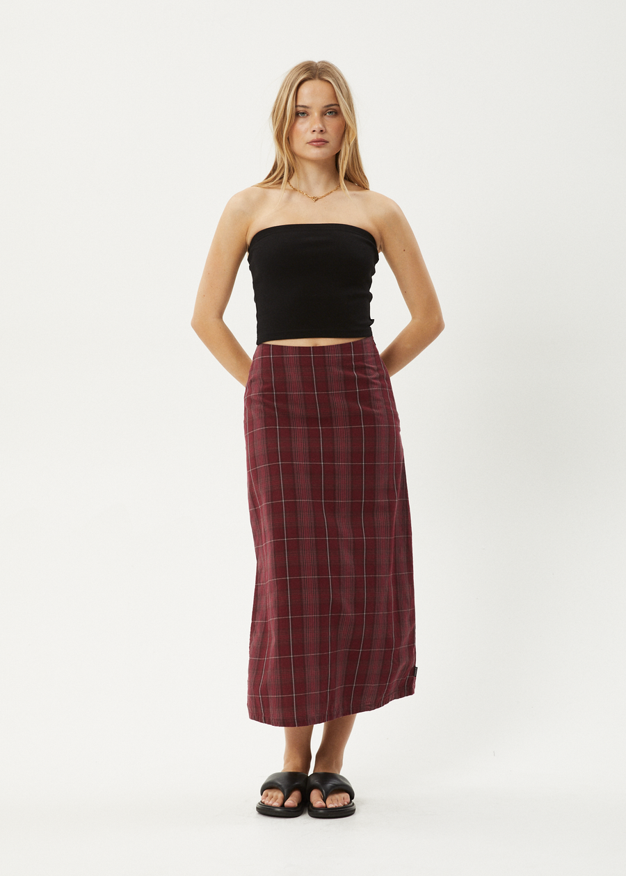 AFENDS Womens Eboni - Midi Skirt - Port