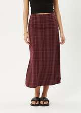 AFENDS Womens Eboni - Midi Skirt - Port - Afends womens eboni   midi skirt   port