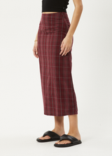 AFENDS Womens Eboni - Midi Skirt - Port - Afends womens eboni   midi skirt   port