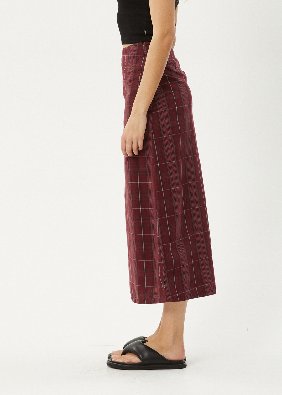 AFENDS Womens Eboni - Midi Skirt - Port