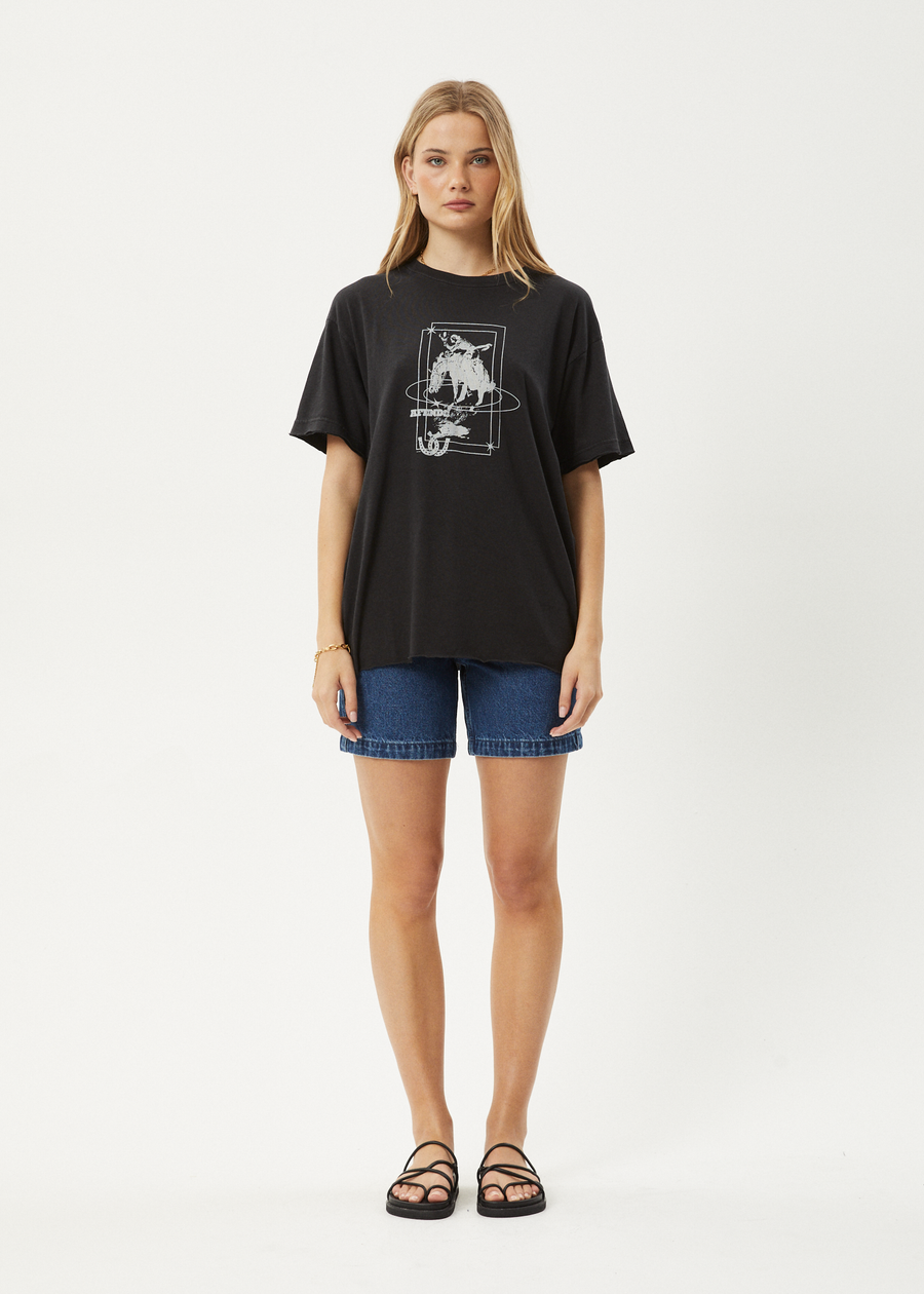 AFENDS Womens Rodeo - Oversized Tee - Stone Black
