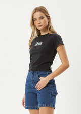 AFENDS Womens Sunbite - Baby Tee - Stone Black - Afends womens sunbite   baby tee   stone black