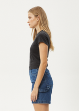 AFENDS Womens Sunbite - Baby Tee - Stone Black - Afends womens sunbite   baby tee   stone black