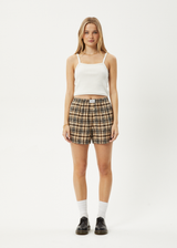 AFENDS Womens Check Out - Seersucker Boxer Short - Moonbeam Check - Afends womens check out   seersucker boxer short   moonbeam check