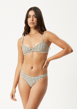 AFENDS Womens Gambet - Check Bikini Bottom - Black / Sand - Afends womens gambet   check bikini bottom   black / sand 