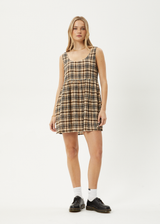 AFENDS Womens Check Out Jesse - Seersucker Mini Dress - Moonbeam Check - Afends womens check out jesse   seersucker mini dress   moonbeam check 