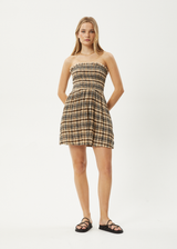 AFENDS Womens Check Out - Seersucker Strapless Dress - Moonbeam Check - Afends womens check out   seersucker strapless dress   moonbeam check 