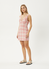AFENDS Womens Kayla - Check Mini Dress - Pink Check - Afends womens kayla   check mini dress   pink check 